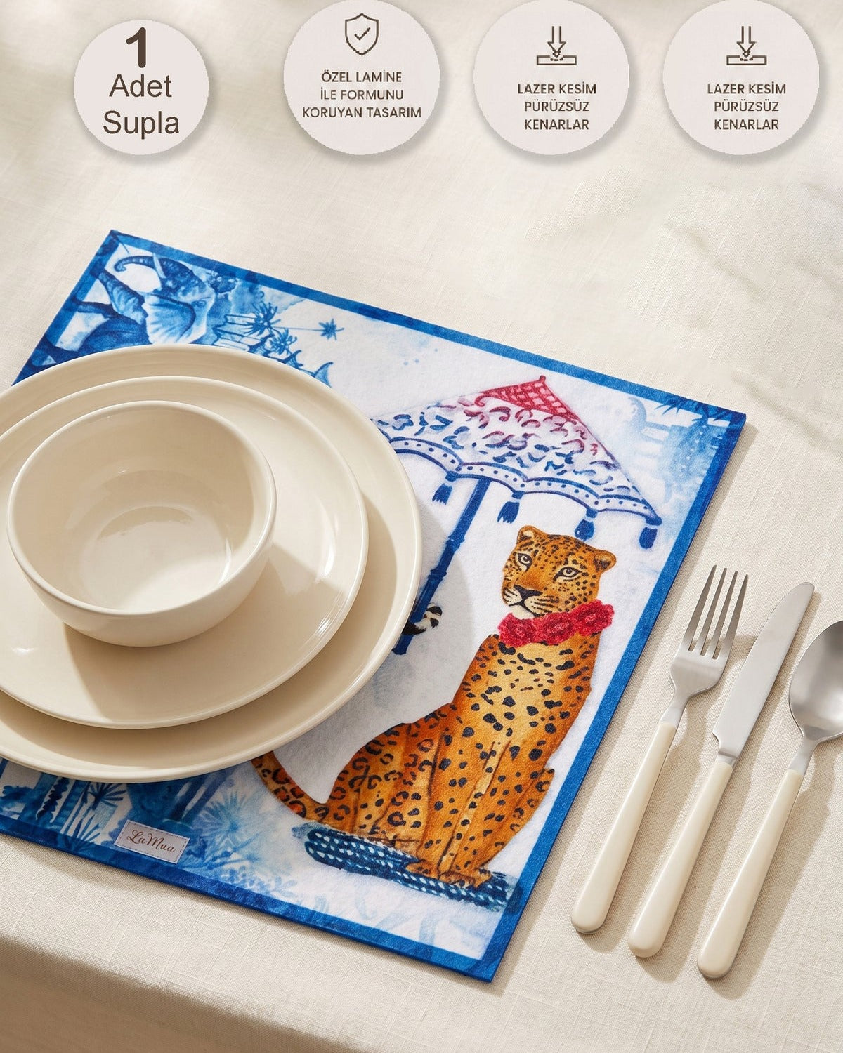 Safari Leopar Desenli 1 Adet Amerikan Servis -Lazer Kesim