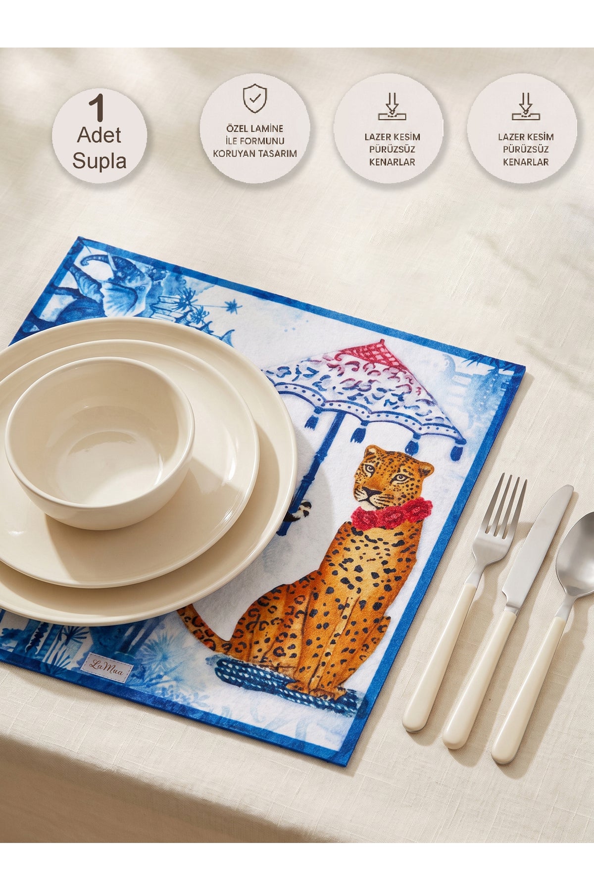 Safari Leopar Desenli 1 Adet Amerikan Servis -Lazer Kesim