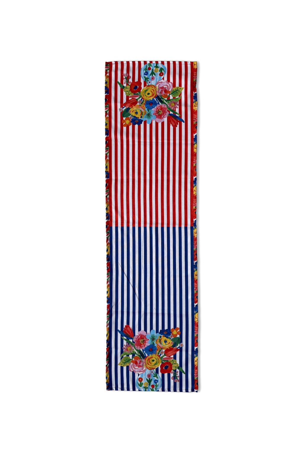 Viva Çizgili Çiçek Desenli Dekoratif Runner 40x140 cm — görsel 2