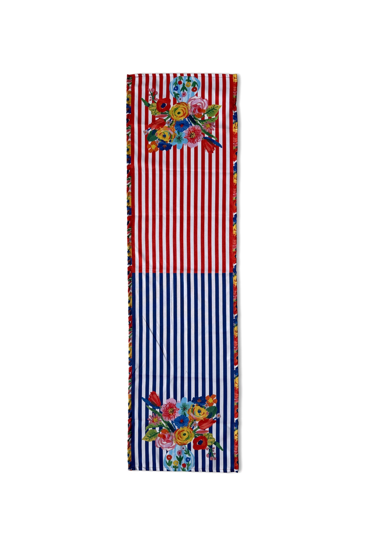 Viva Çizgili Çiçek Desenli Dekoratif Runner 40x140 cm — görsel 2