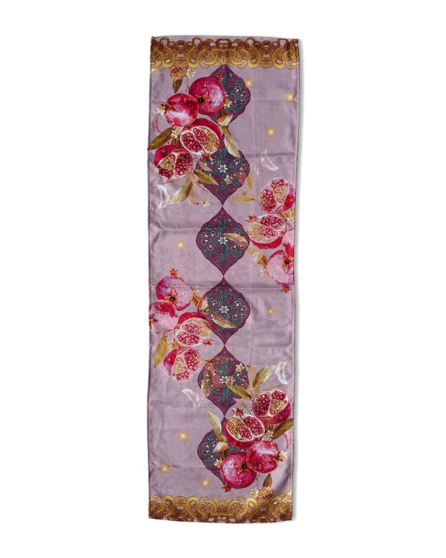 Mona Granatapfel & Goldbordüre — Tischläufer 45x138 cm, fleckabweisend, abwischbar