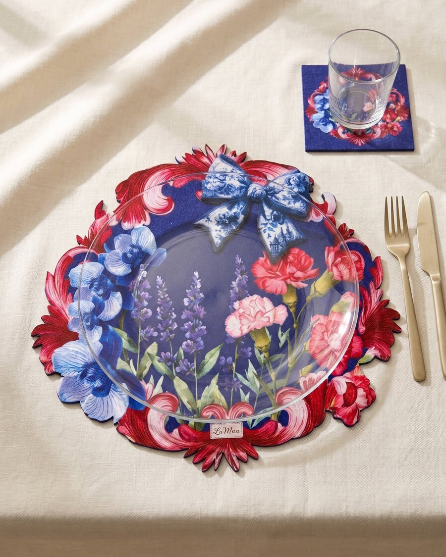 LaMua Fiyonk ve Çiçek — Bardak Altlığı 15x15 cm, Lazer Kesim