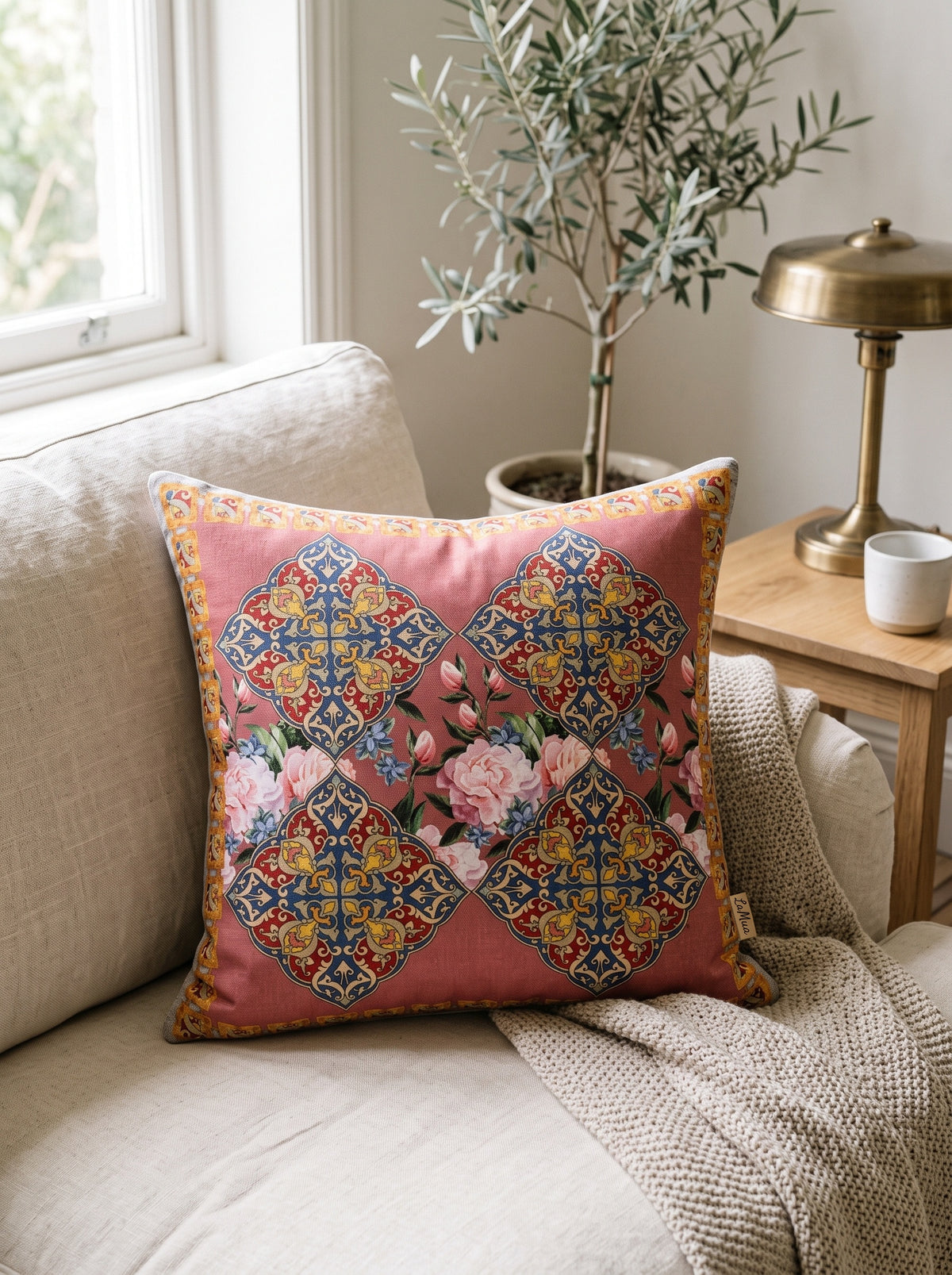 2er-Set Kissenbezüge 40x40 cm – Safi Iznik-Fliese & Rose