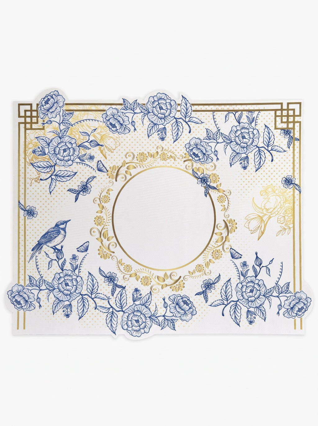 Royal Blaue Blüten & Vögel 4er-Set Platzsets – Bild 3