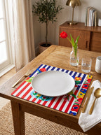 Viva Streifen & Blüten 4er-Set Platzsets – Bild 1