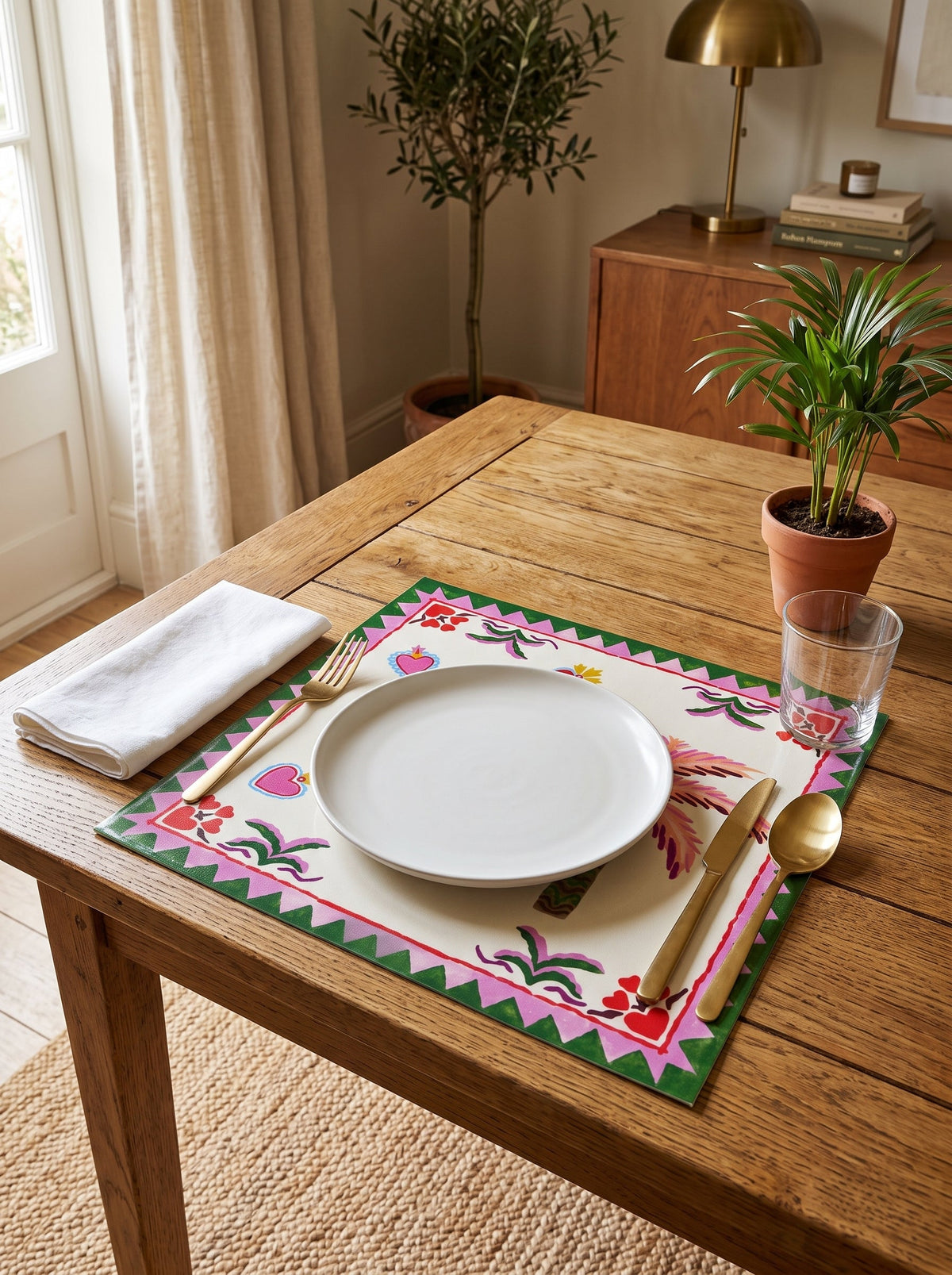 Palm Palme — 4er-Set Platzsets, abwischbar, fleckabweisend