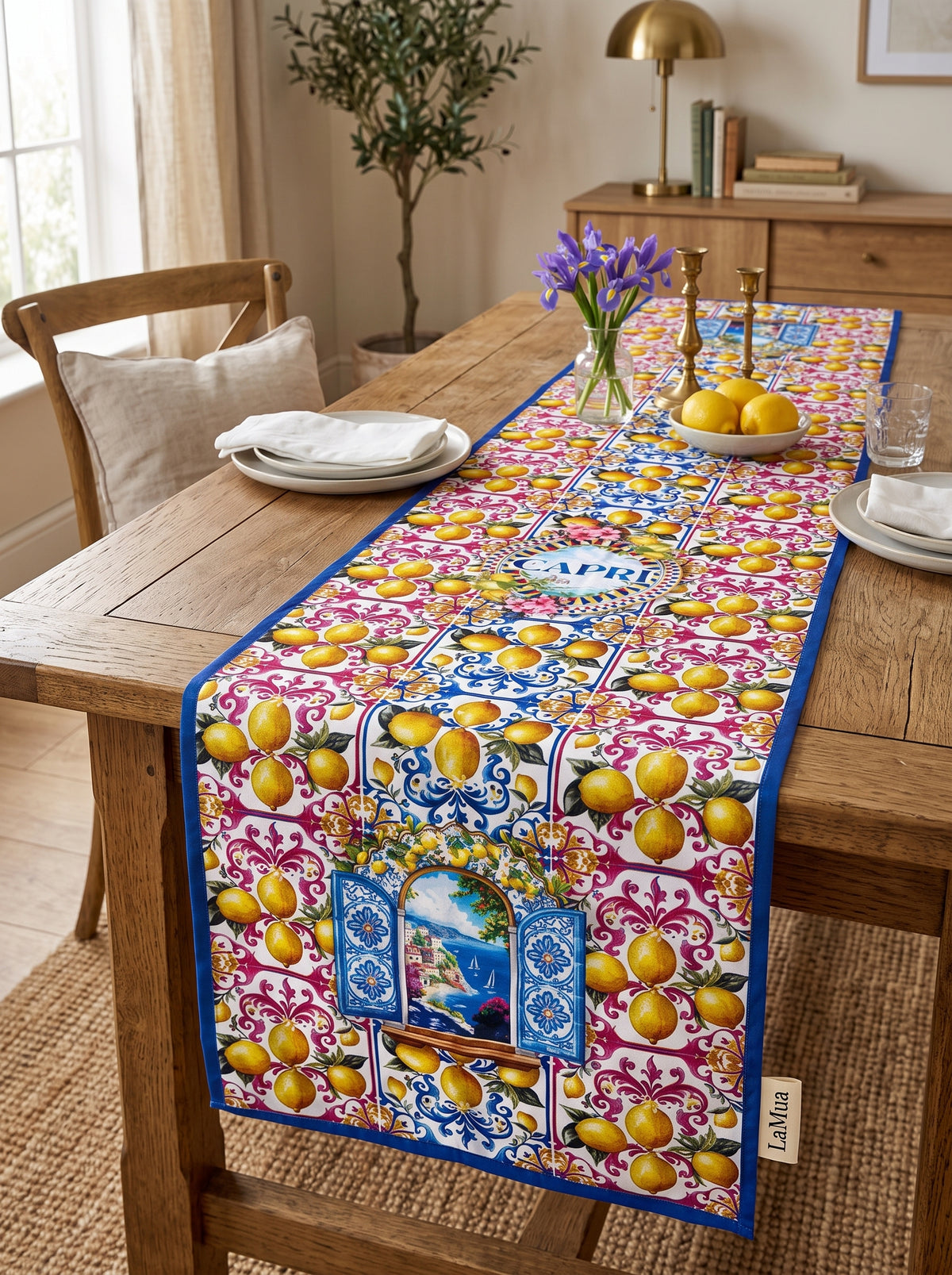 Amalfi Limon ve Pencere — Runner 40x140 cm, Leke Tutmaz, Silinebilir — görsel 1