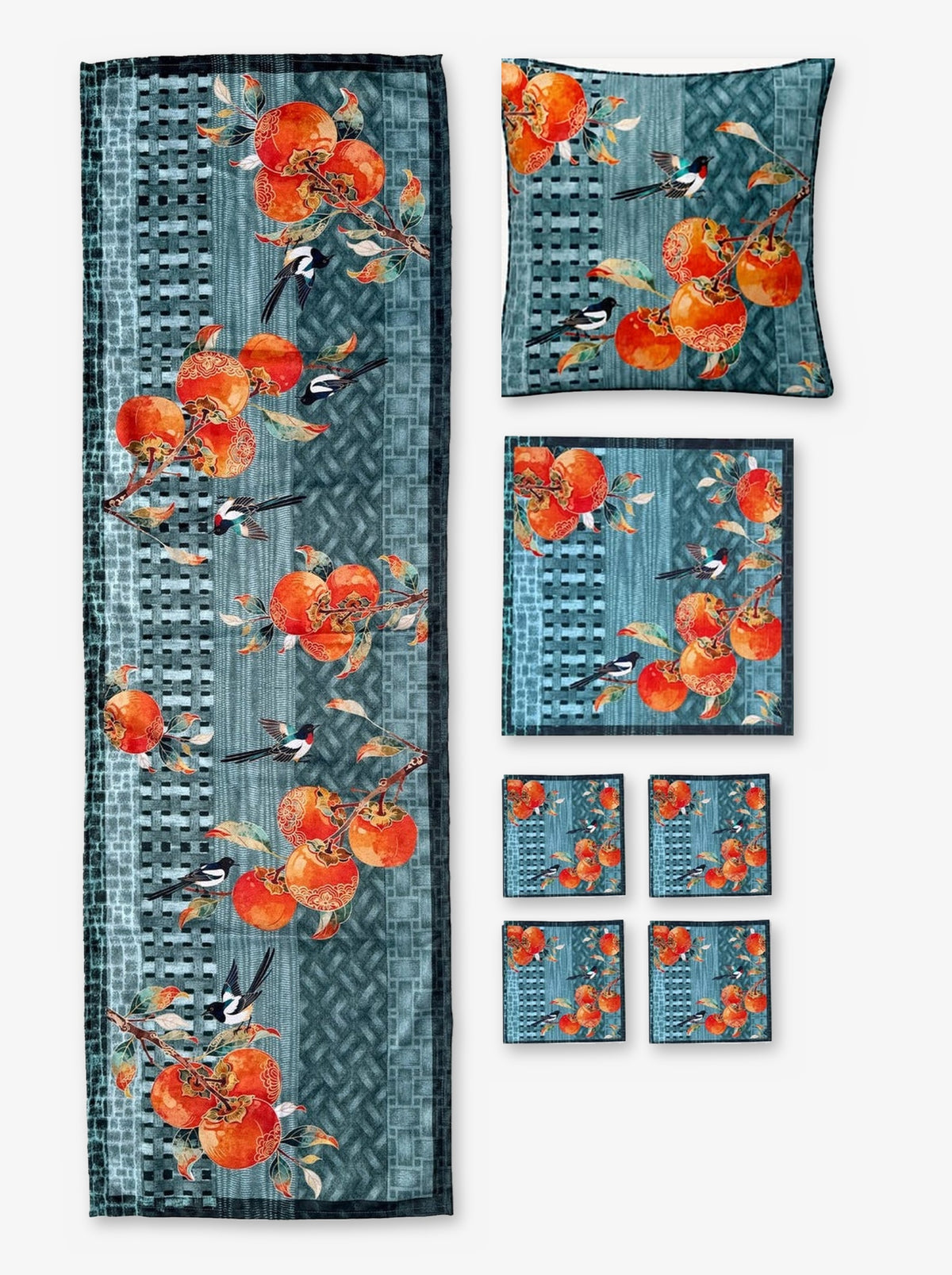 Zen Sunum Seti — Runner + Supla + Bardak Altlığı + Kırlent, Fermuarlı — görsel 1