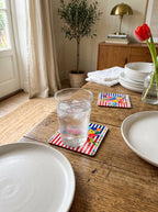 Viva Striped Floral Set of 4 Placemats + Coasters – image 3