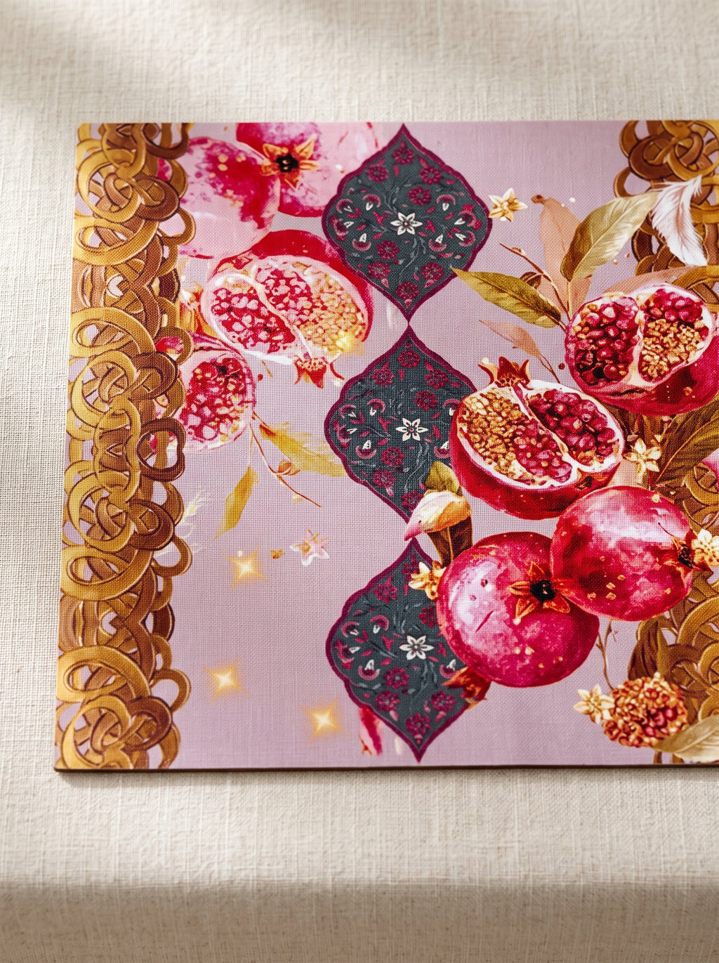 Mona Pomegranate & Gold Border Set of 4 Placemats – image 6