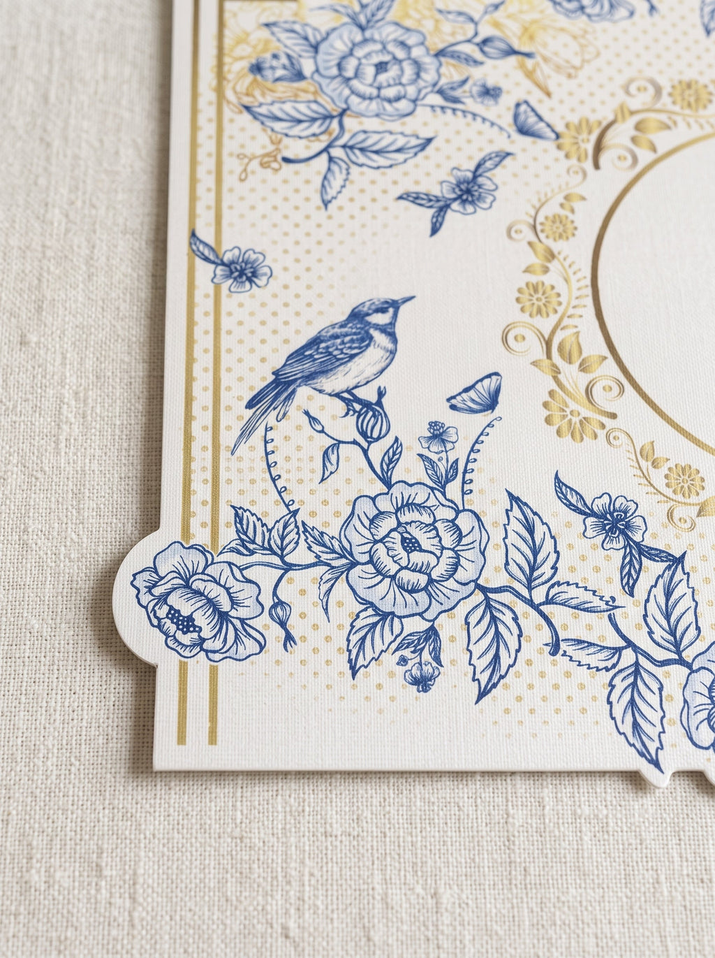 Royal Blaue Blüten & Vögel 4er-Set Platzsets – Bild 7