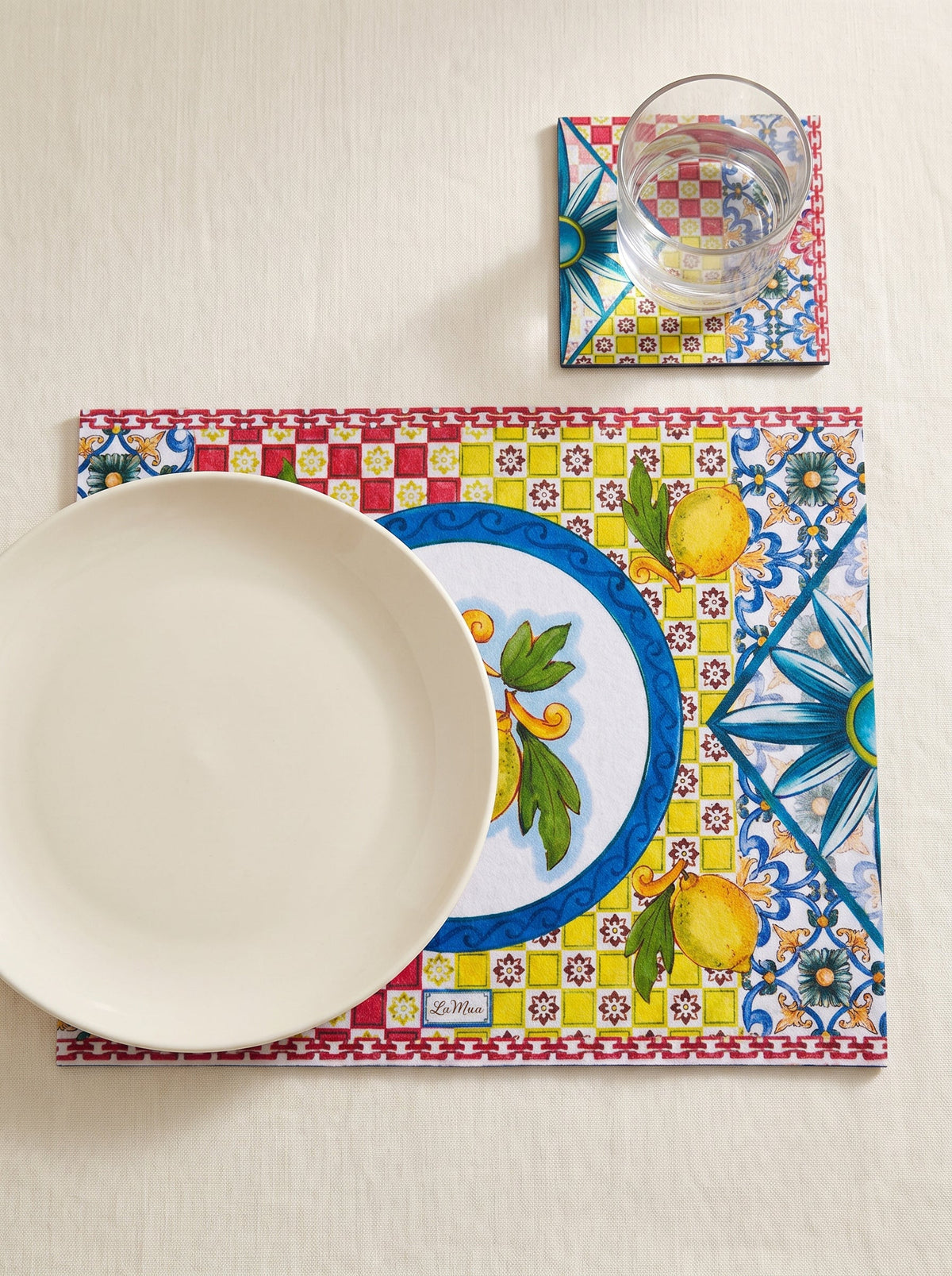 Limoncello Zitrone — Set aus 4 Platzsets + Untersetzern, abwischbar