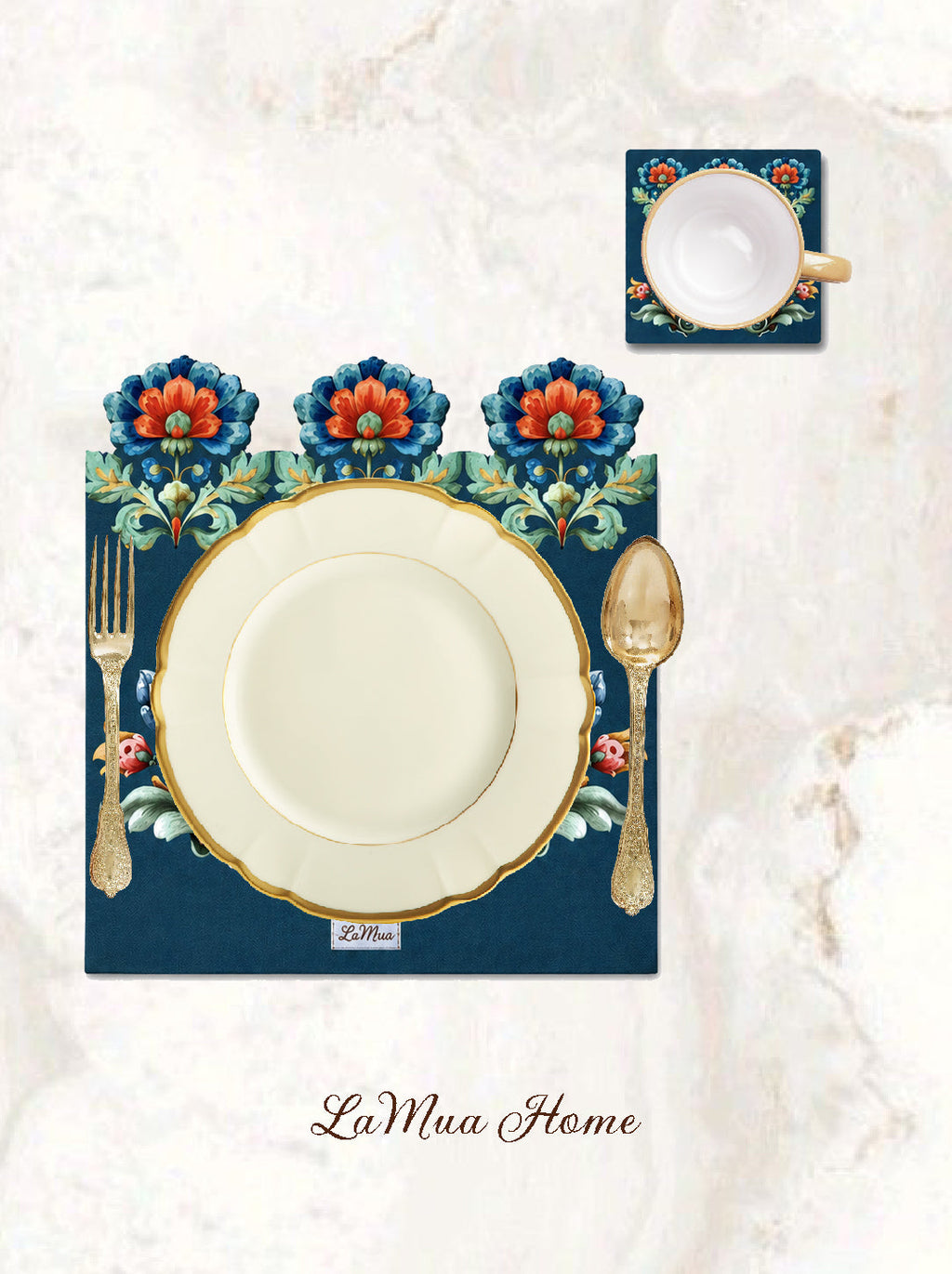 Loya Blüten Set aus 4 Platzsets + Untersetzern – Bild 6