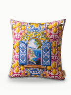 Amalfi Lemons & Window set of 2 cushion covers – studio view