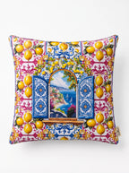 Amalfi Lemons & Window set of 2 cushion covers – on a white background