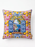 Amalfi Lemons & Window set of 4 cushion covers – on a white background