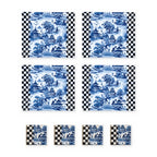 Aster Schachbrett & Japanischer Garten Set aus 4 Platzsets + Untersetzern – Set-Inhalt