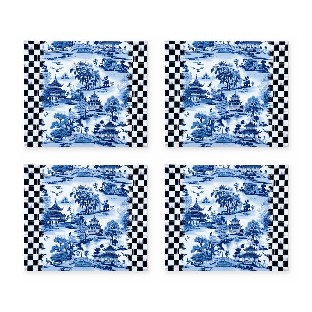 Aster Schachbrett & Japanischer Garten 4er-Set Platzsets – Set-Inhalt