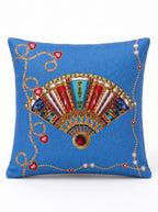 Azure Fan & Denim Blue set of 2 cushion covers – on a white background