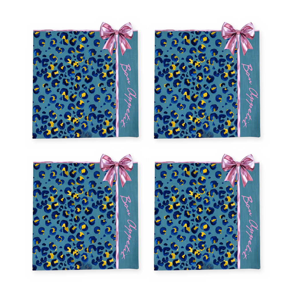 Bella Leopard & Schleife 4er-Set Platzsets – Set-Inhalt