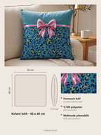 Bella Leopard & Schleife 2er-Set Kissenbezüge – Maßkarte 40x40 cm
