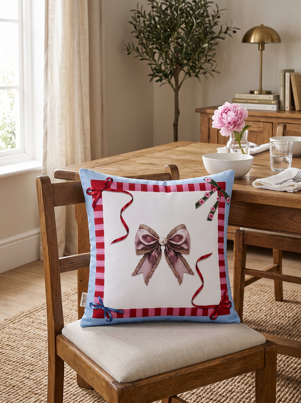 Bowie Bow set of 4 cushion covers – in a living room