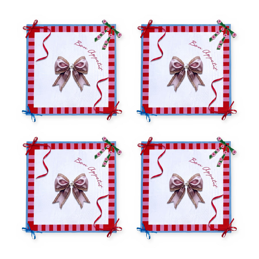 Bowie Schleife — 4er-Set Platzsets, abwischbar, fleckabweisend