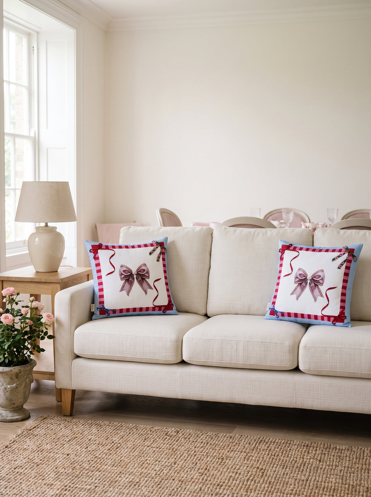 Bowie Bow — Set of 2 Cushion Covers 40x40 cm, Zippered, Stain-Resistant