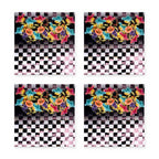 Dama Schachbrett-Blüten 4er-Set Platzsets – Set-Inhalt