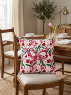 Fiora Bow & Floral set of 4 cushion covers – in a living room