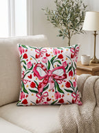Fiora Bow & Floral set of 2 cushion covers – close-up on a sofa