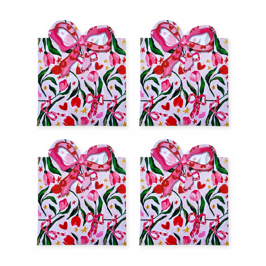 Fiora Schleife & Blüten — 4er-Set Platzsets, abwischbar