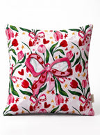 Fiora Bow & Floral set of 2 cushion covers – on a white background