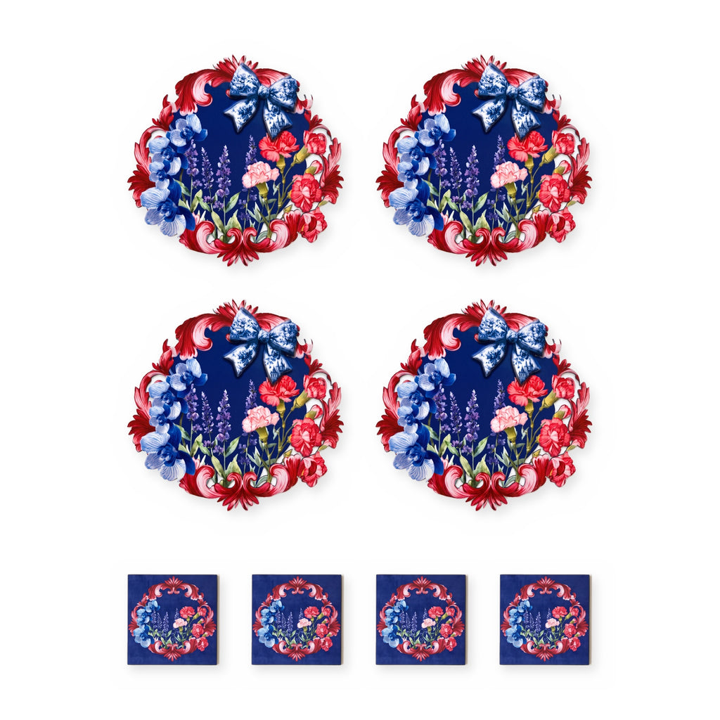 LaMua Schleife Set aus 4 Platzsets + Untersetzern – Set-Inhalt