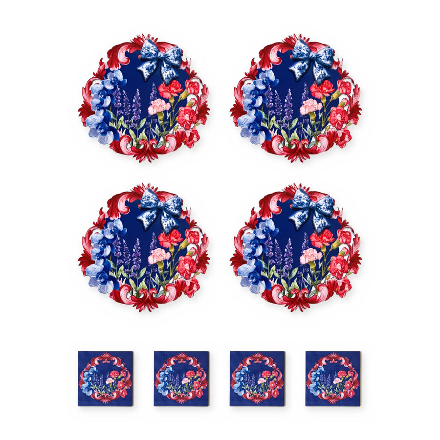 LaMua Schleife — Set aus 4 Platzsets + Untersetzern, abwischbar