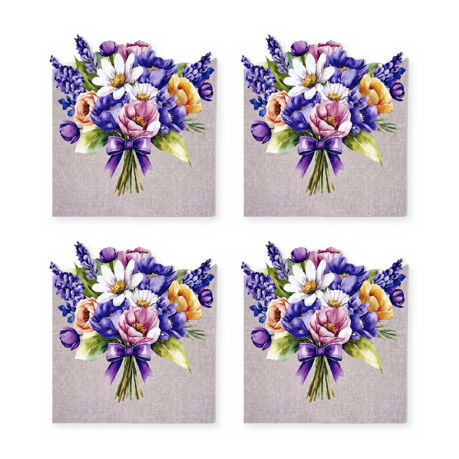 Lavender Blumenstrauß — 4er-Set Platzsets, abwischbar