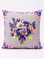 Lavender Blumenstrauß 4er-Set Kissenbezüge – vor weißem Hintergrund