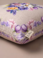 Lavender Blumenstrauß 2er-Set Kissenbezüge – Kante und Naht in Nahaufnahme