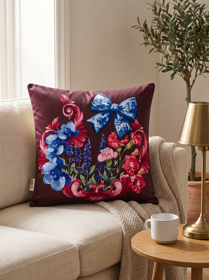 Lavin Schleife & Blüten — 4er-Set Kissenbezüge 40x40 cm, mit Reißverschluss