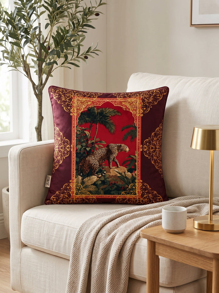 Leo Leopard — Set of 4 Cushion Covers 40x40 cm, Zippered, Stain-Resistant