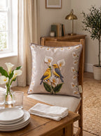 Lily Bird & Floral set of 2 cushion covers – in a living room