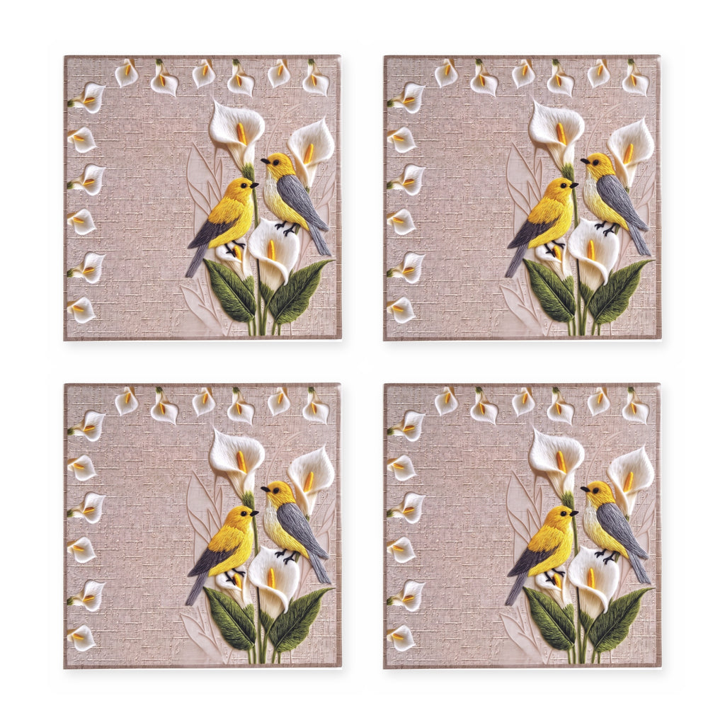Lily Vogel & Blüten 4er-Set Platzsets – Set-Inhalt