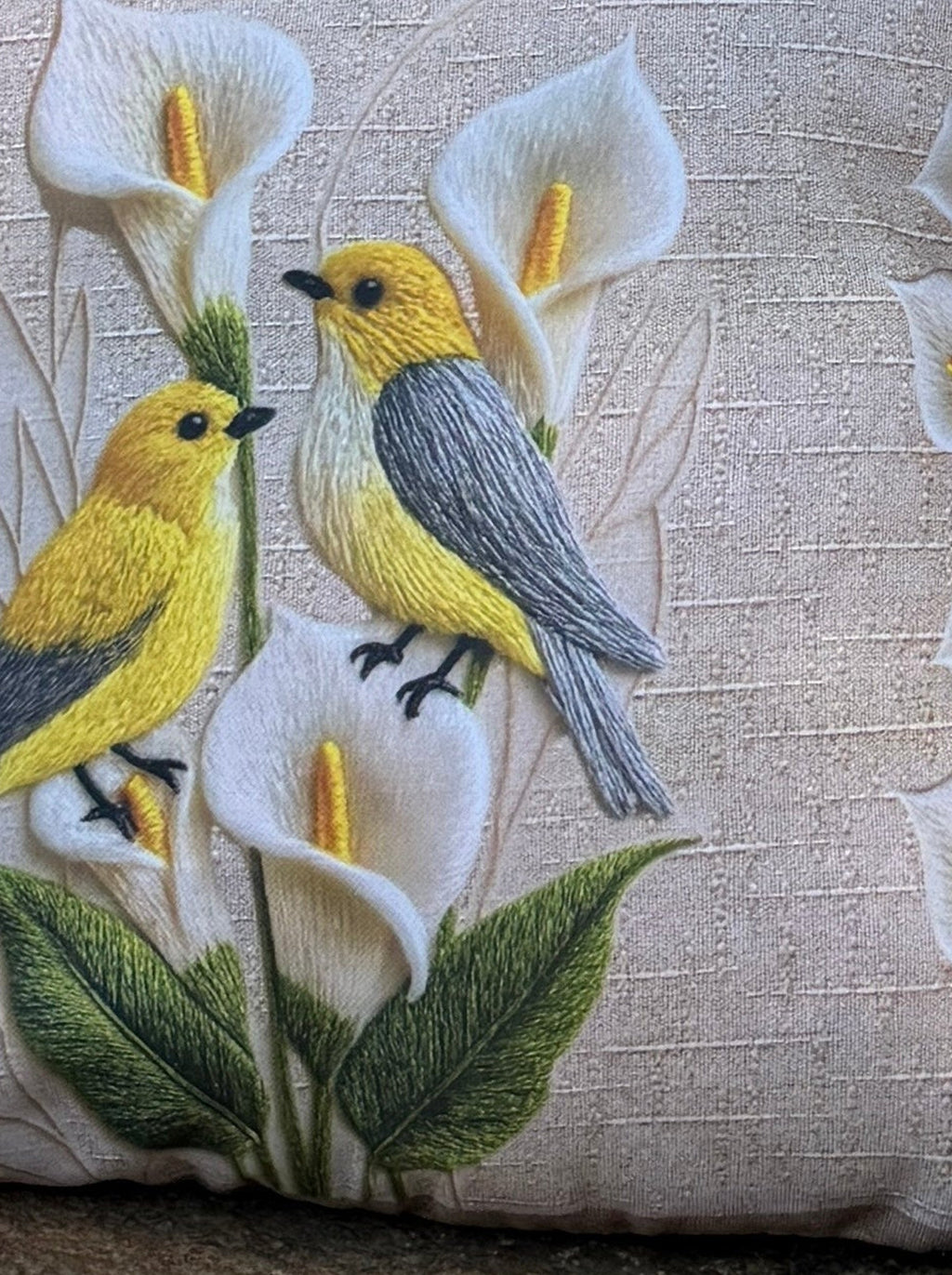 Lily Bird & Floral set of 4 cushion covers – pattern and texture close-up