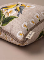 Lily Bird & Floral set of 2 cushion covers – edge and seam close-up