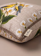 Lily Bird & Floral set of 4 cushion covers – edge and seam close-up