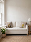 Lily Bird & Floral set of 2 cushion covers – two cushions on a sofa