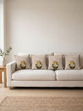 Lily Bird & Floral set of 4 cushion covers – four cushions on a sofa