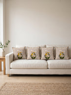 Lily Bird & Floral set of 4 cushion covers – four cushions on a sofa