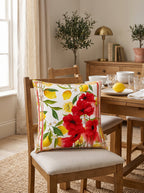 Lima Lemon & Poppy set of 2 cushion covers – in a living room