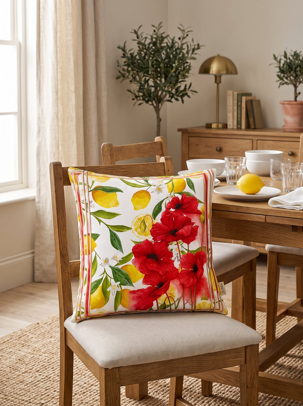 Lima Zitrone & Mohn 4er-Set Kissenbezüge – im Wohnzimmer